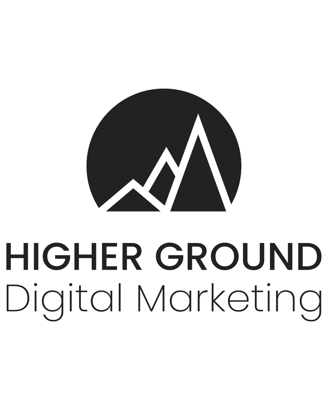 Black Higher Ground Digital Marketing company logo in Header