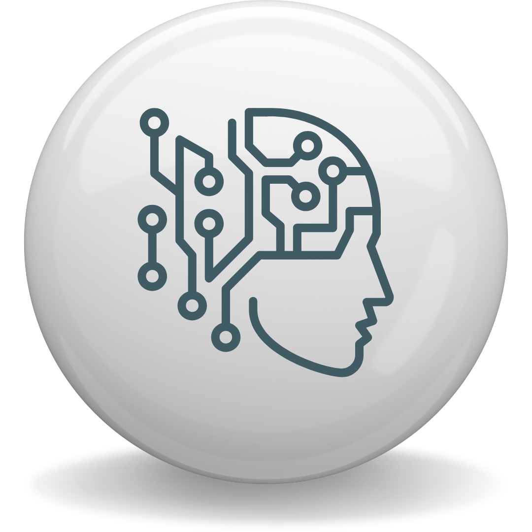 Artificial intelligence brain with digital SEO data overlays