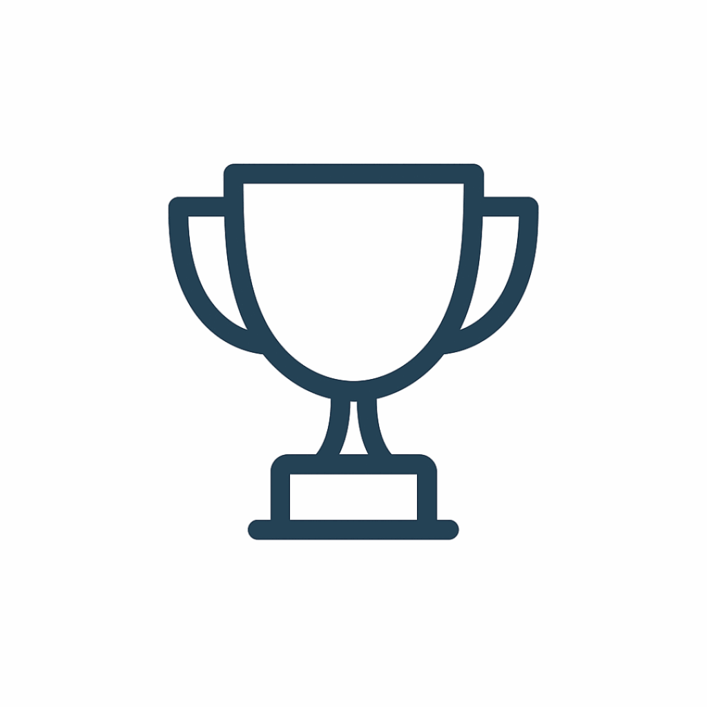 Trophy cup icon displayed on a black background, symbolizing achievement and success.