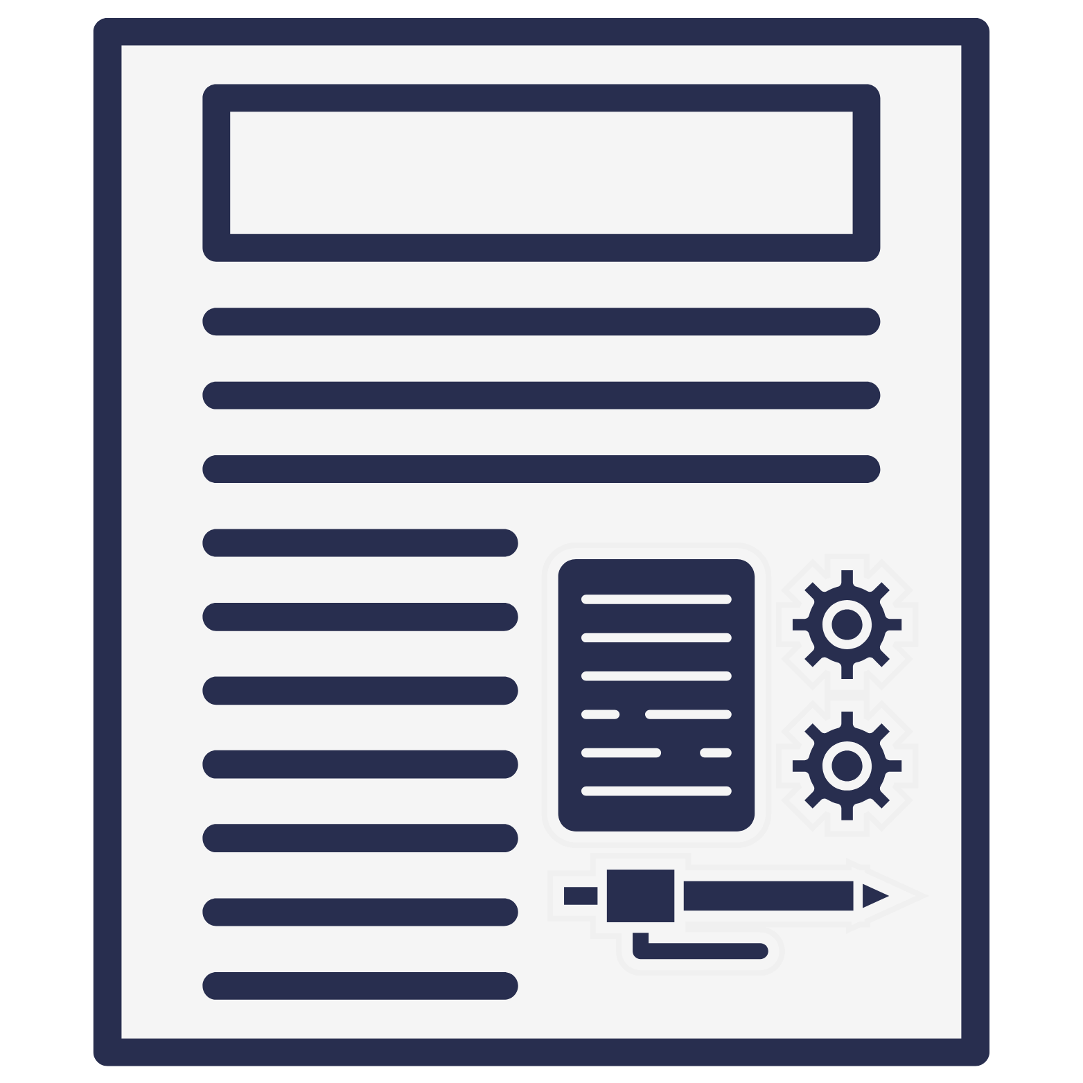 Document icon featuring a pen and paper, symbolizing writing or note-taking tasks.